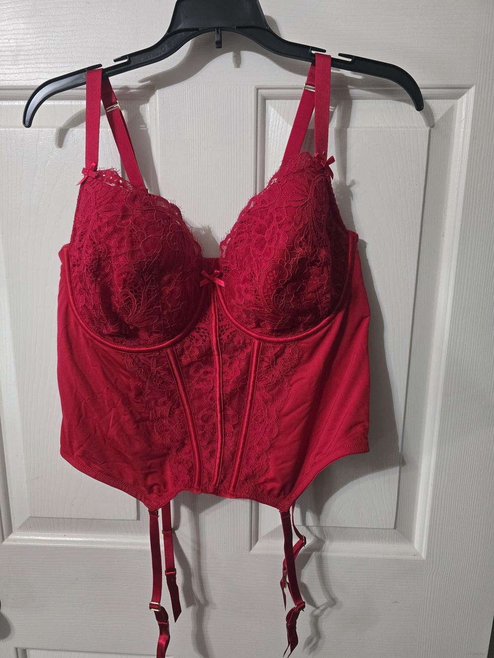 Cacique Red Lace Bustier with Garters - Women Intimates